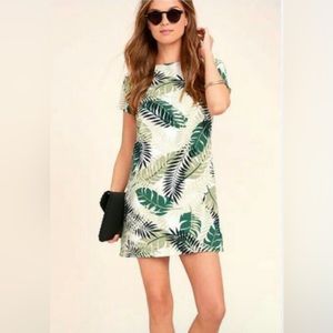 Lulu’s Small Give Me a Print Ivory and Green Print Shift Dress